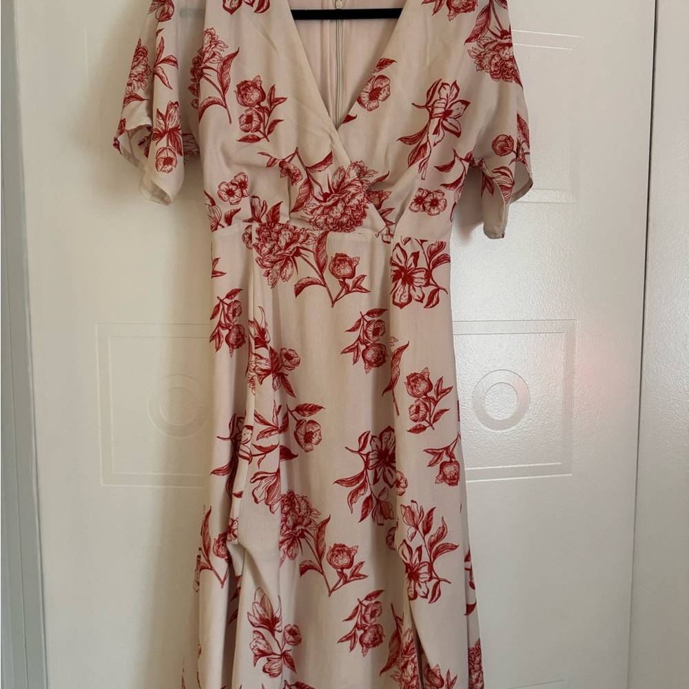 Showpo Red Floral Midi Dress